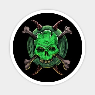 Green Skull and Crossbones Magnet